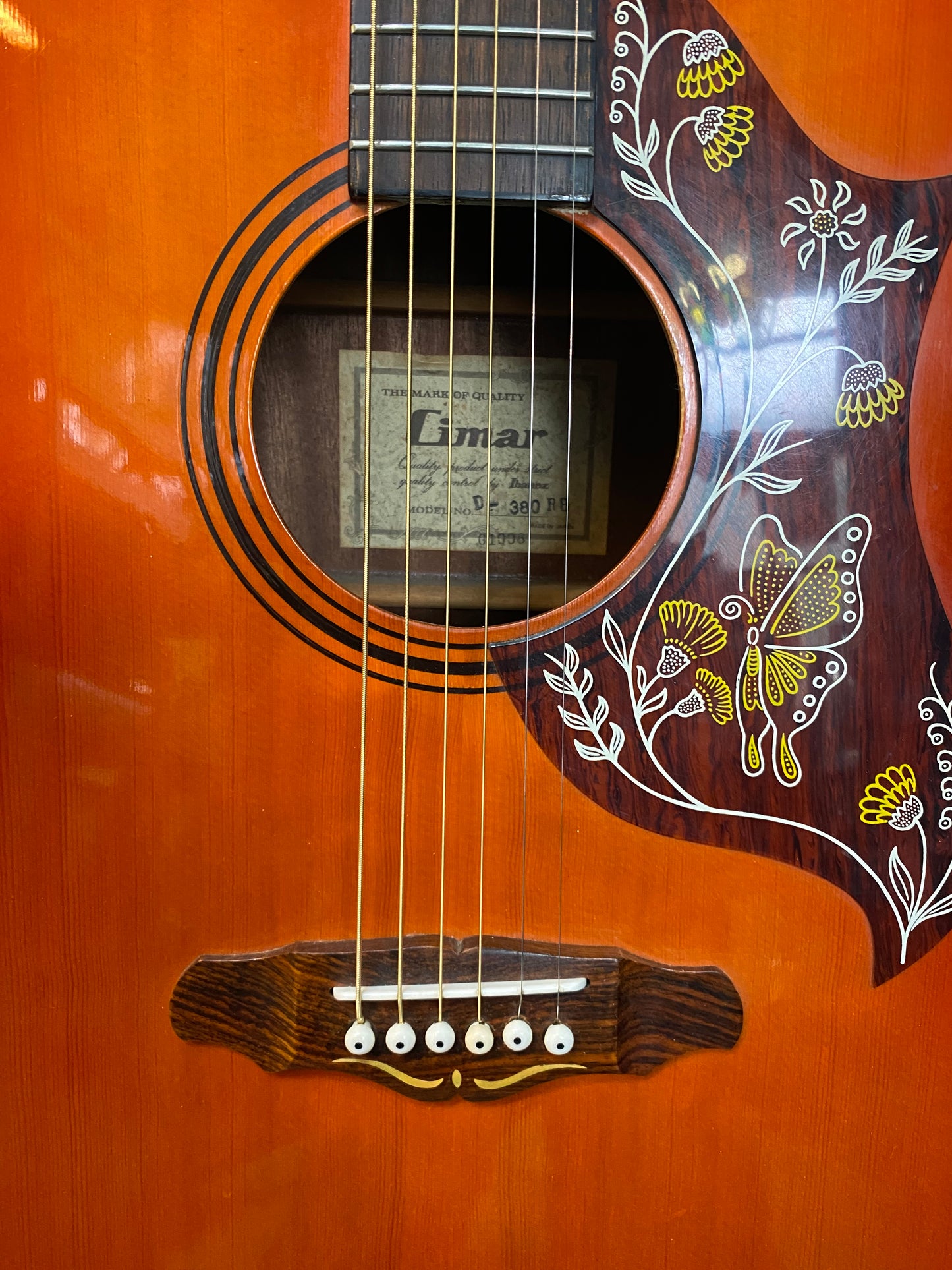 1970s Japanese Cimar Acoustic Steel String Guitar Front View