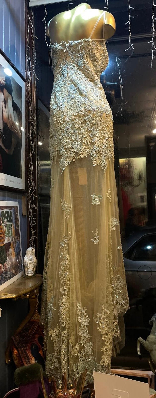 Alberto Makali Gold Sequin Evening Gown