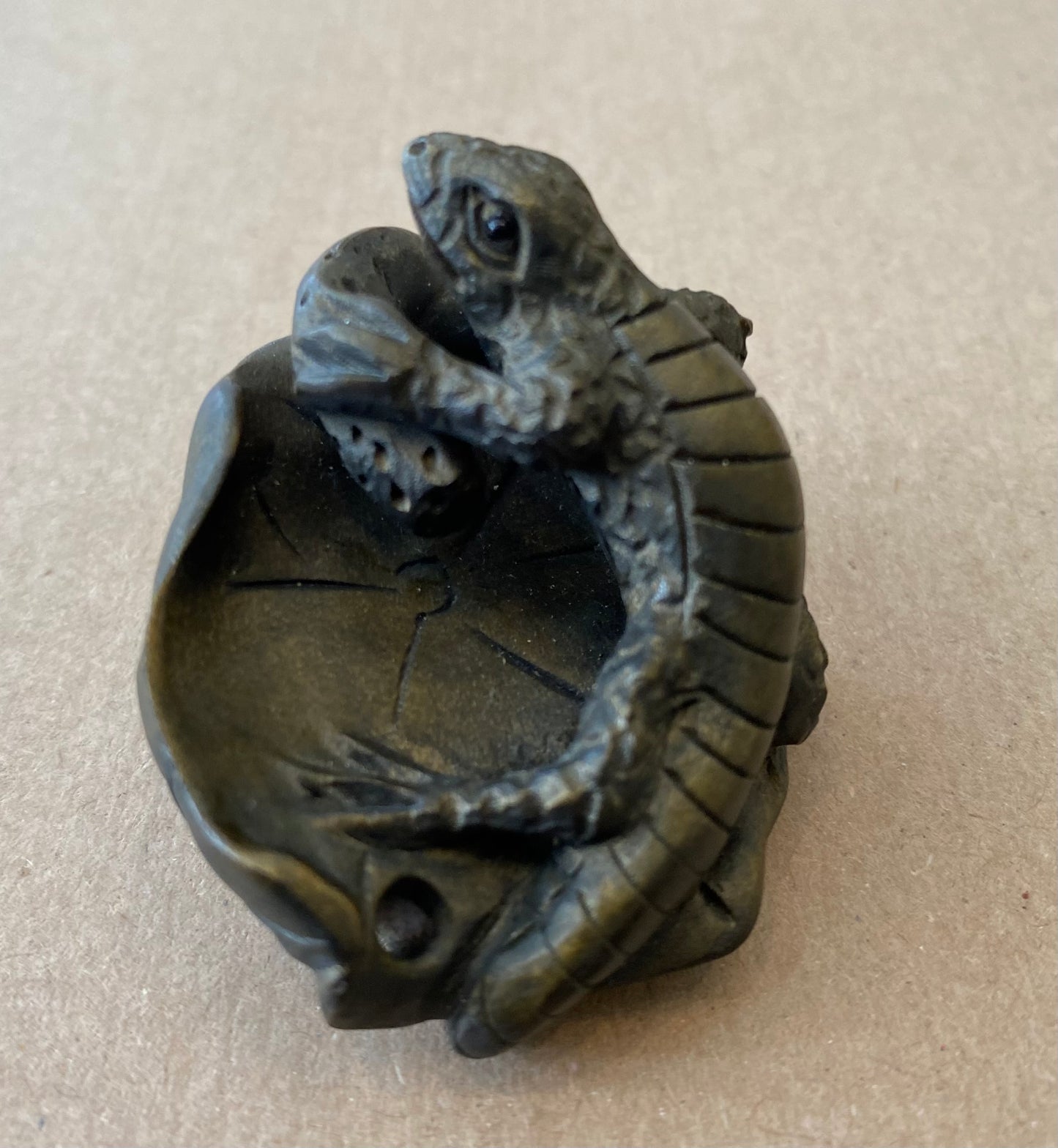 Carved Wooden Lizard Netsuke