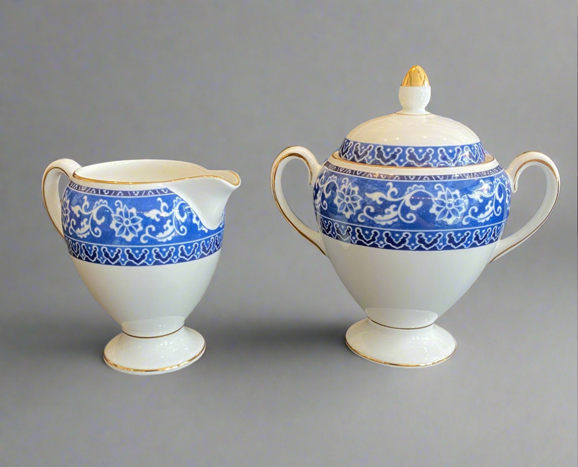 Wedgwood Bokhara pattern sugar bowl and creamer