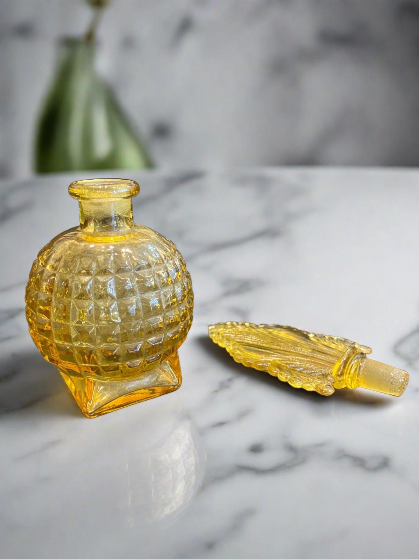 Art Deco Yellow Glass Perfume Bottle