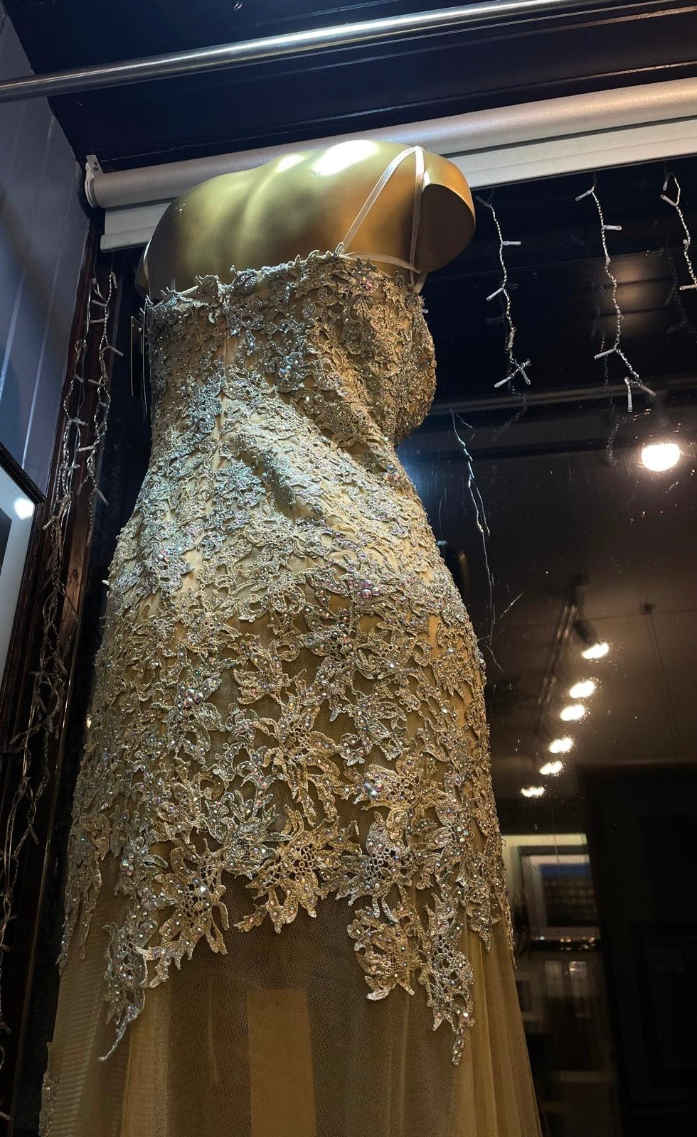 Alberto Makali Gold Sequin Evening Gown