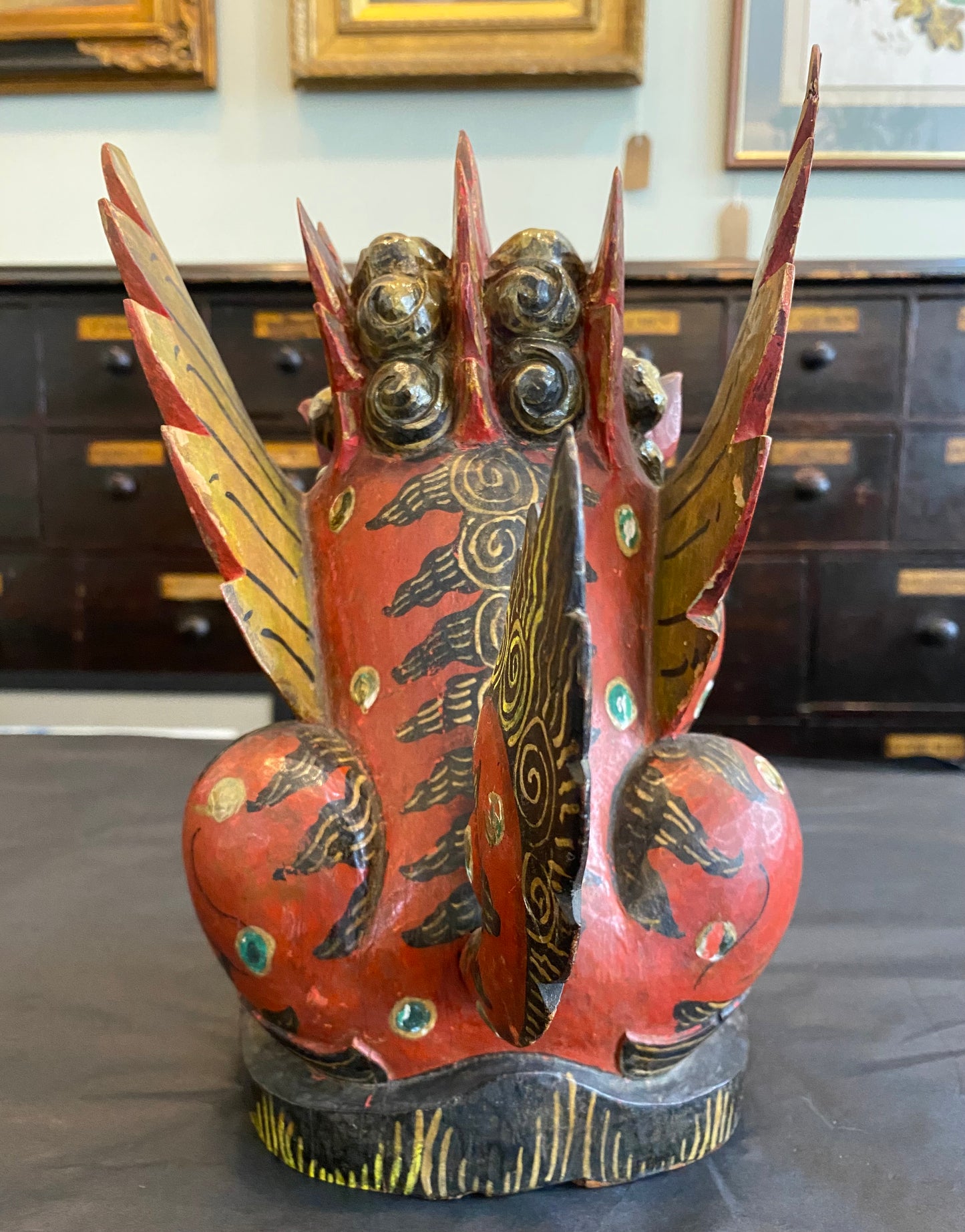 Hand Carved and Painted Garuda Figure