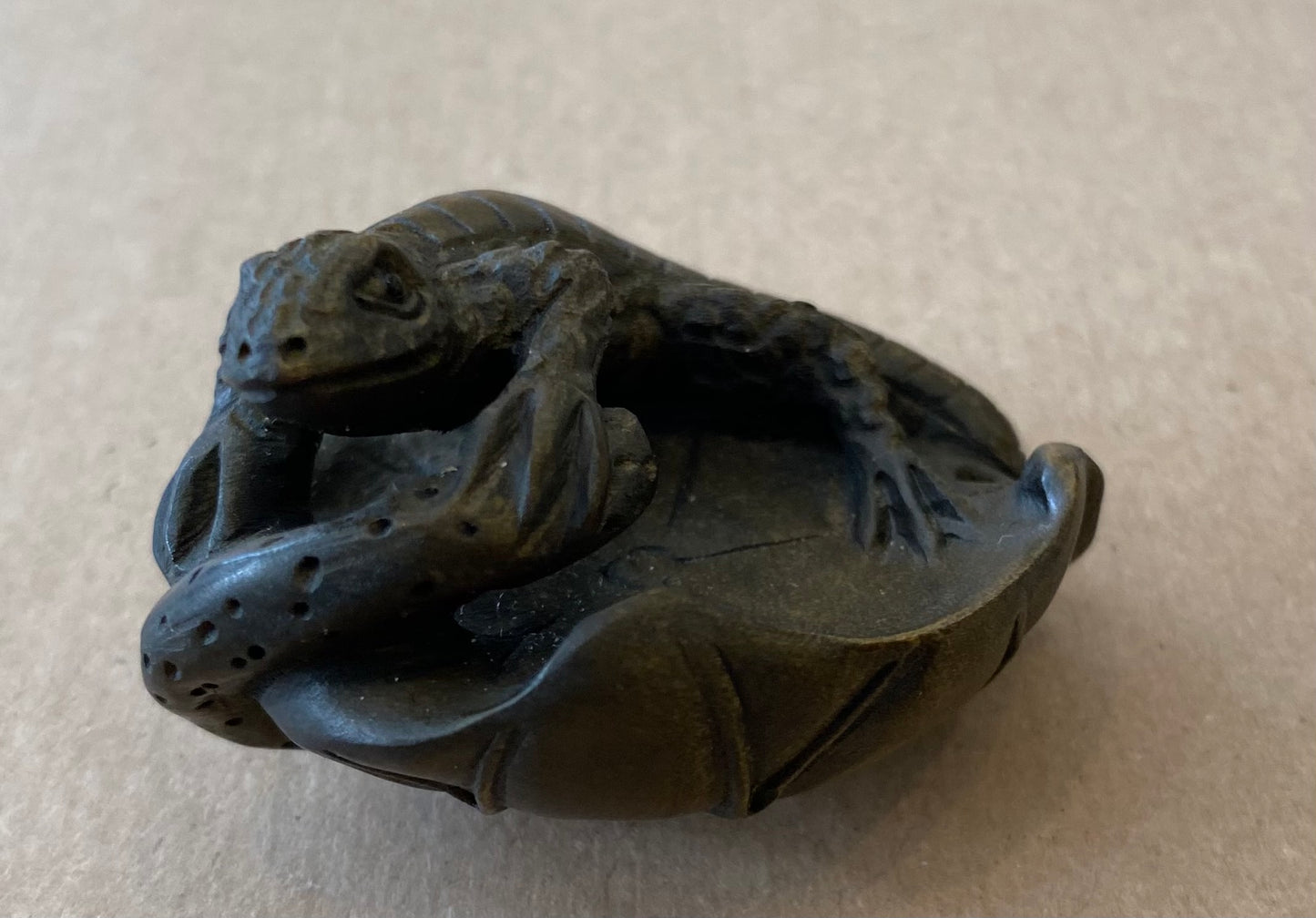 Carved Wooden Lizard Netsuke