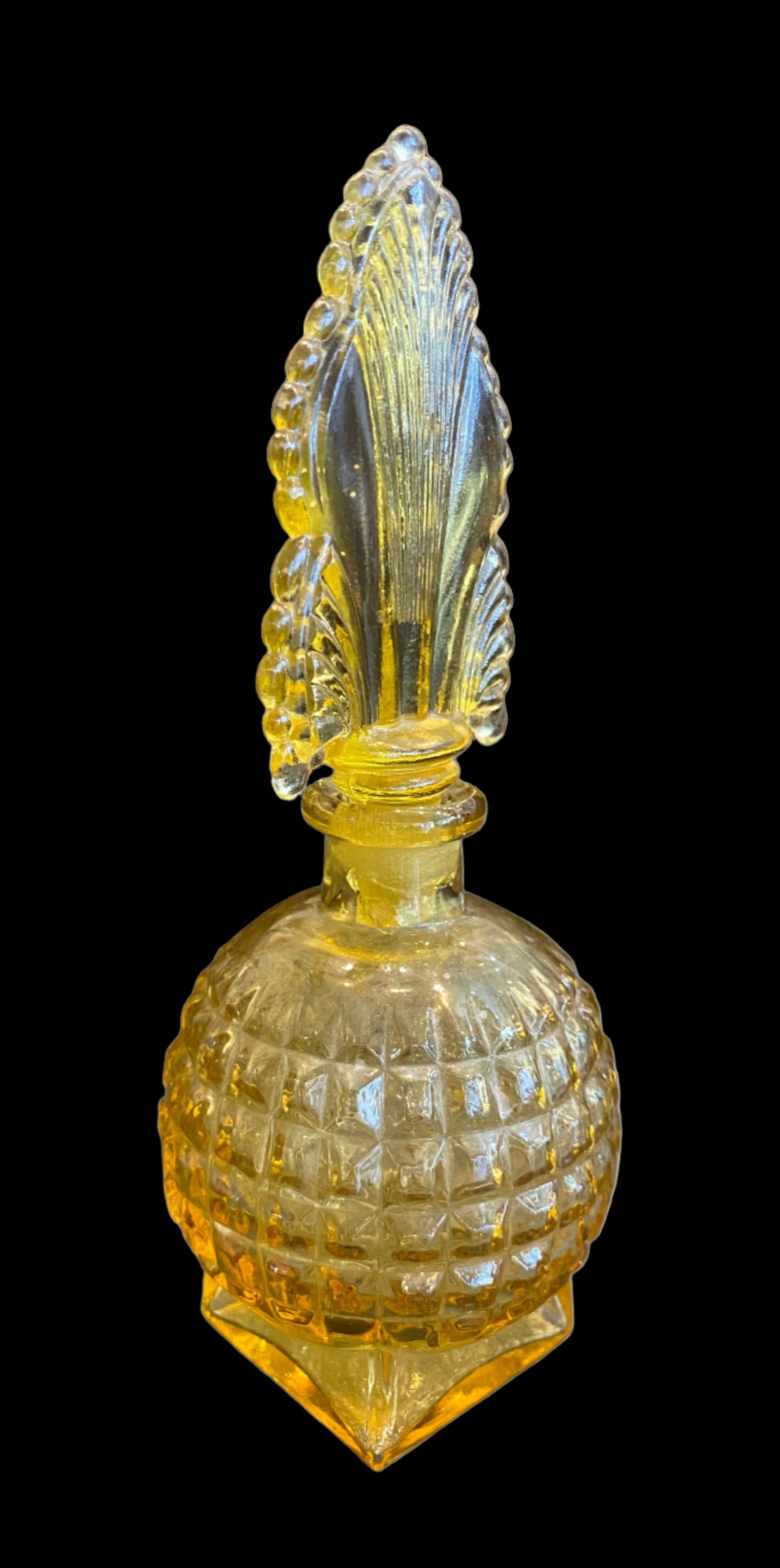 Art Deco Yellow Glass Perfume Bottle