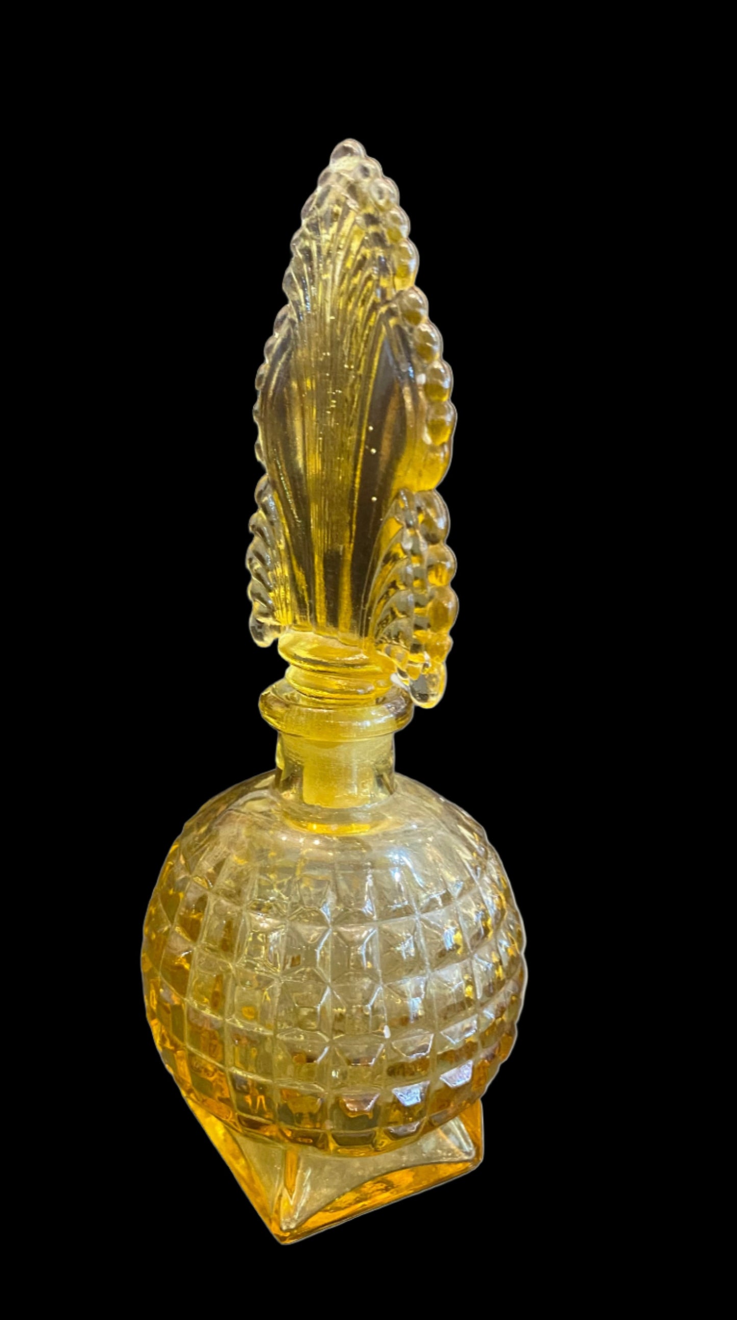 Art Deco Yellow Glass Perfume Bottle