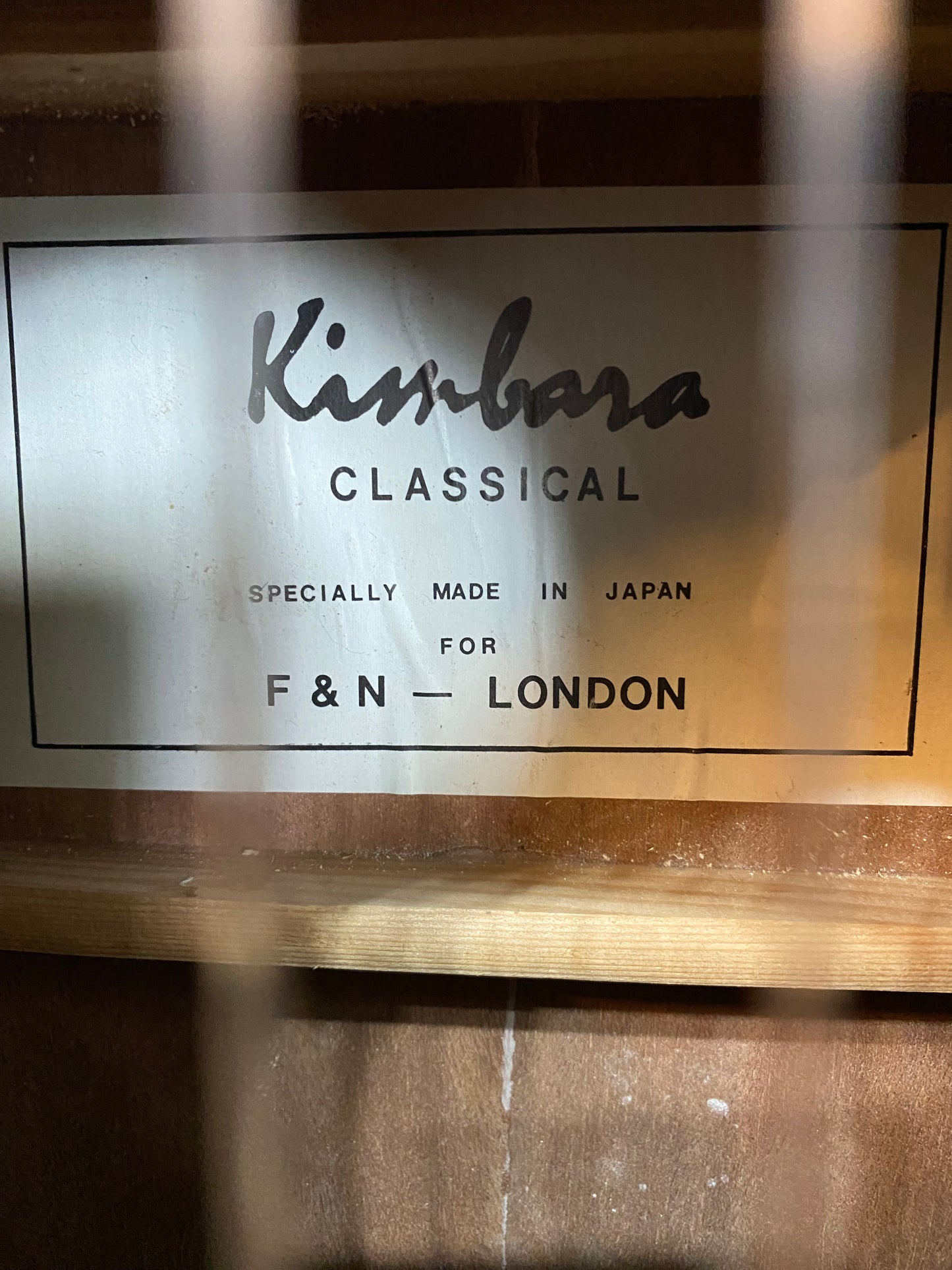 1970s Japanese Kimbara Classical Guitar  Makers Label