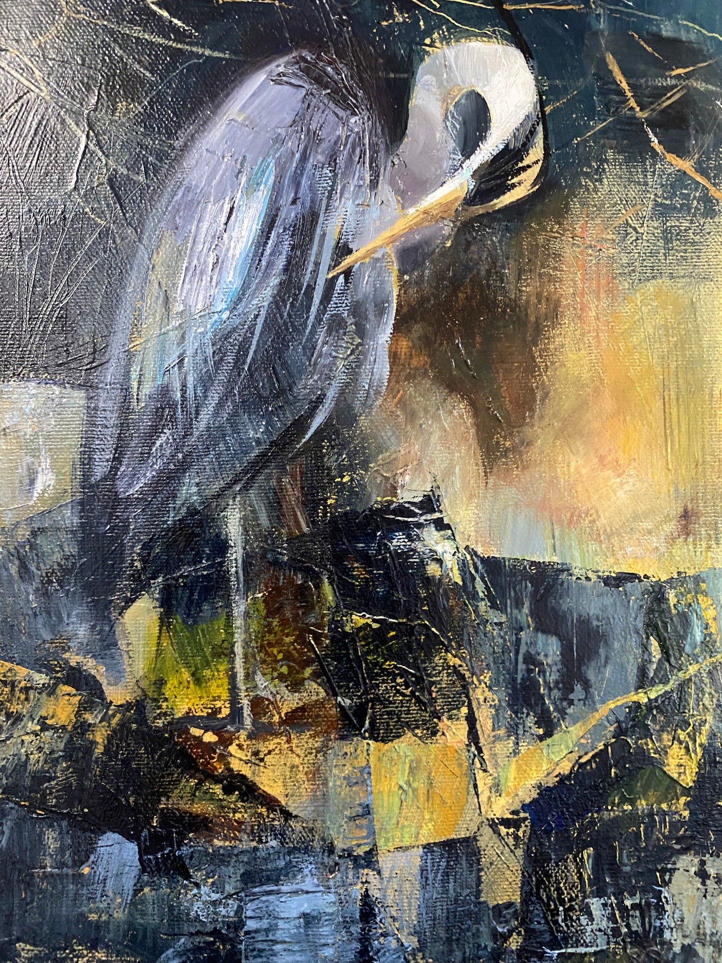 Heron - original oil on canvas