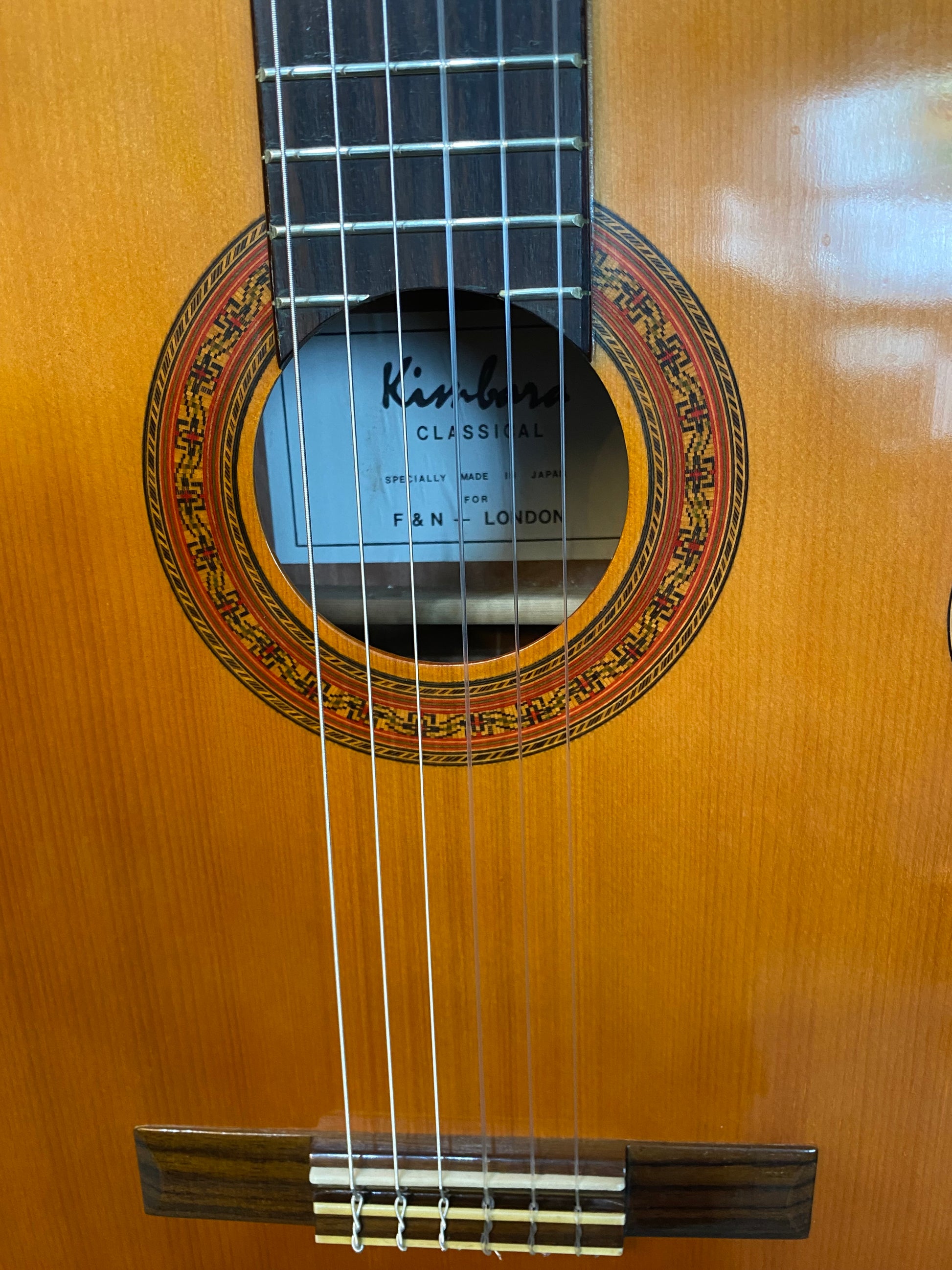 1970s Japanese Kimbara Classical Guitar  Front View