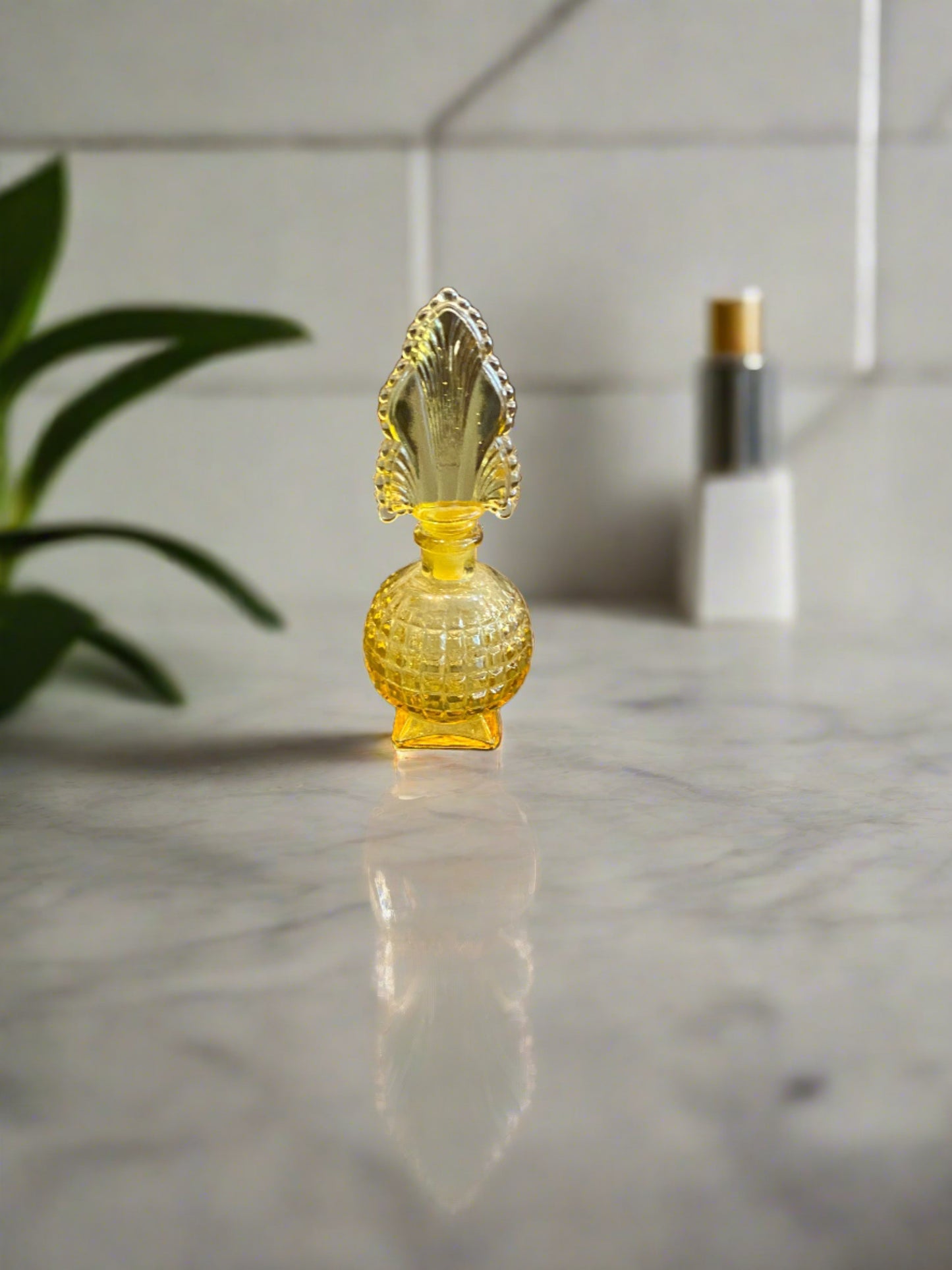 Art Deco Yellow Glass Perfume Bottle