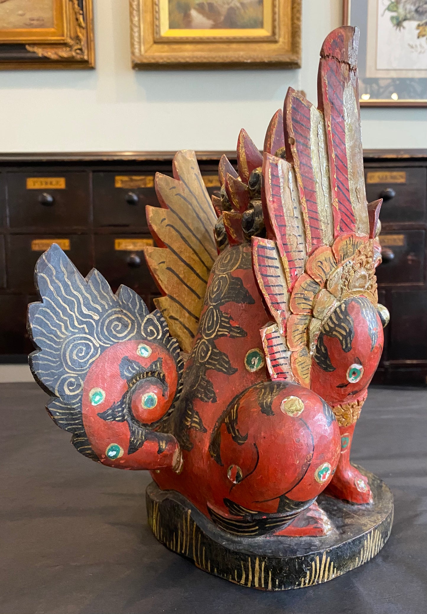 Hand Carved and Painted Garuda Figure