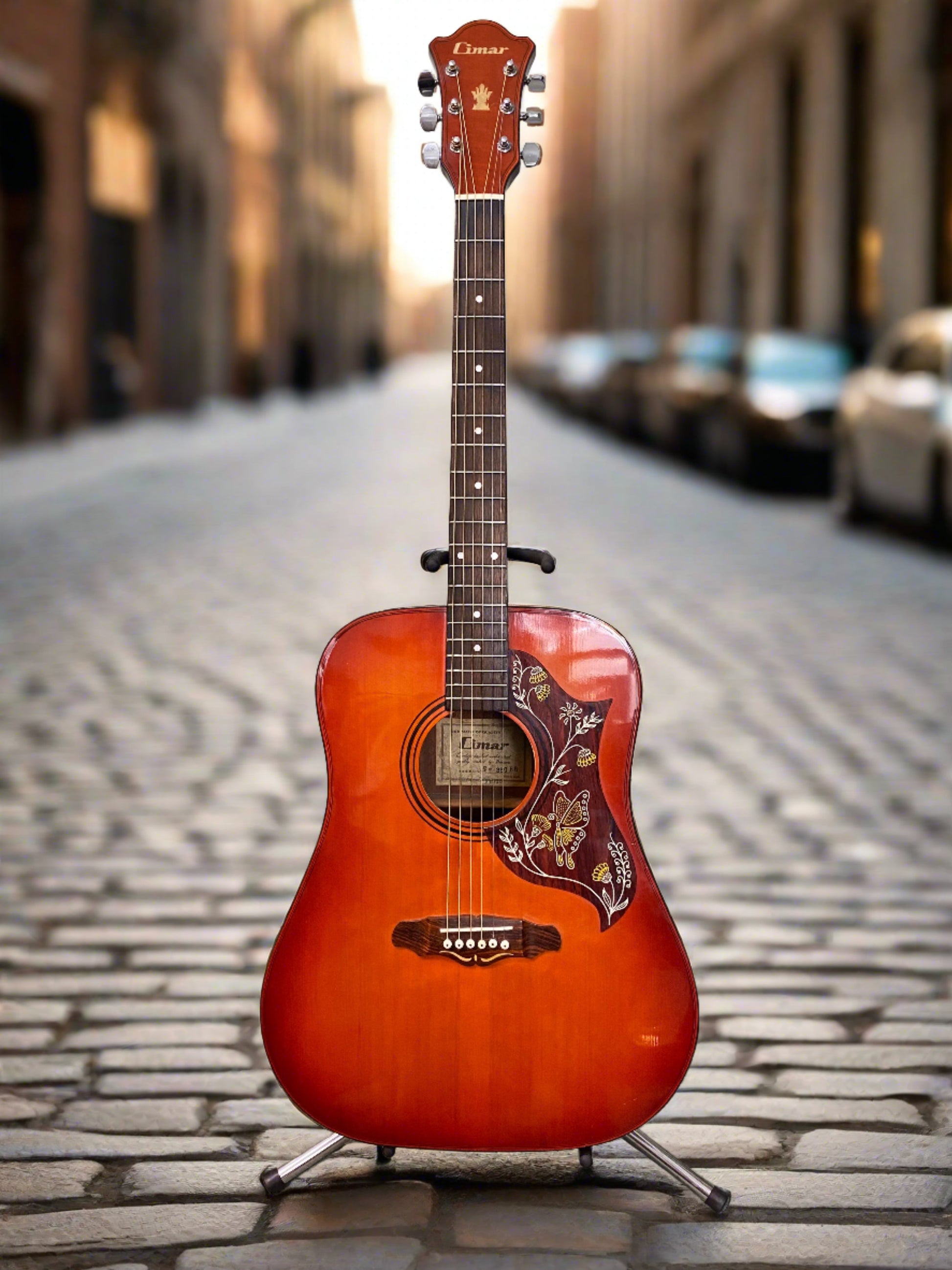 1970s Japanese Cimar Acoustic Steel String Guitar Front View