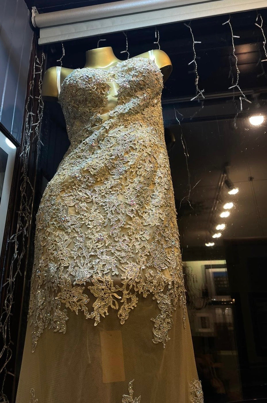 Alberto Makali Gold Sequin Evening Gown