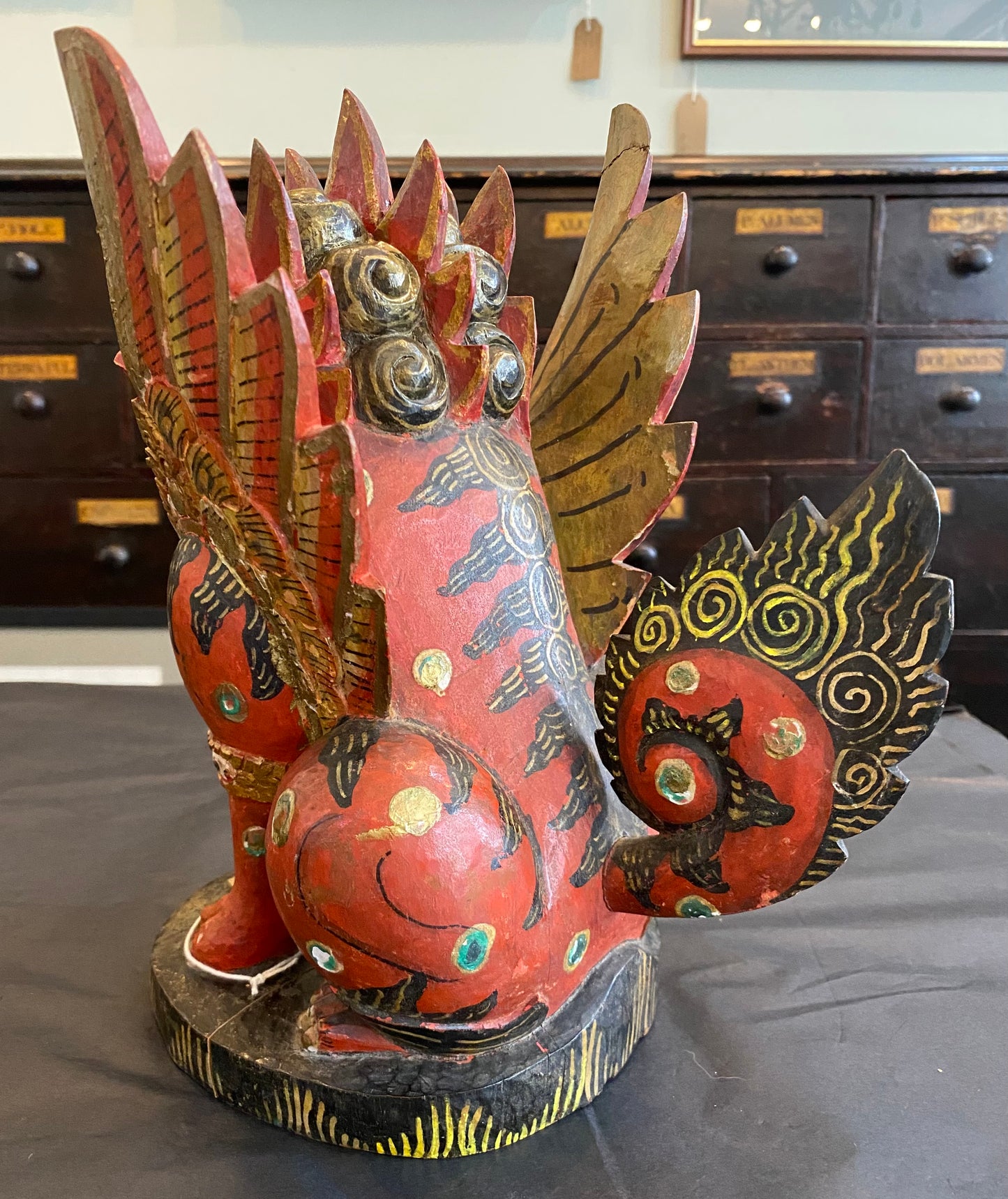 Hand Carved and Painted Garuda Figure