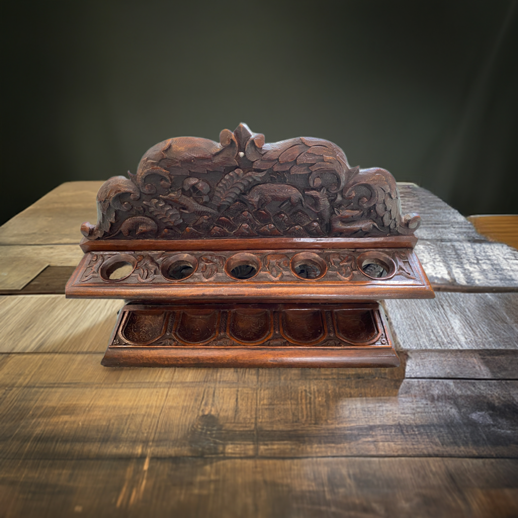 Hand Carved Wooden Smokers Pipe Rack